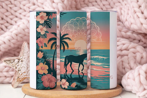 Tropical Horse Mandala 20oz Tumbler Wrap Sublimation DesignSVG 