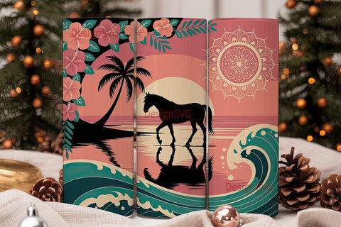 Tropical Horse Mandala 20oz Tumbler Wrap Sublimation DesignSVG 