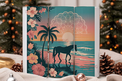 Tropical Horse Mandala 20oz Tumbler Wrap Sublimation DesignSVG 