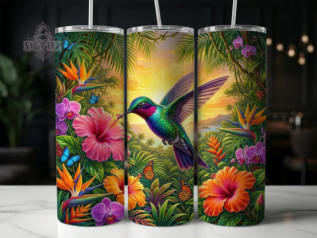 Tropical Hummingbird 20oz Tumbler, Tropical Hummingbird, Hummingbird Tumbler, Tropical Tumbler, Hummingbird PNG, Tropical Bird PNG, Hummingbird Wrap, 20oz Tumbler Wrap Sublimation SvggirlplusArt 