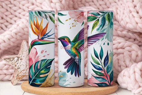 Tropical Hummingbird 20oz Tumbler Wrap Sublimation DesignSVG 