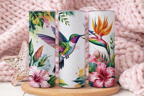 Tropical Hummingbird 20oz Tumbler Wrap Sublimation DesignSVG 