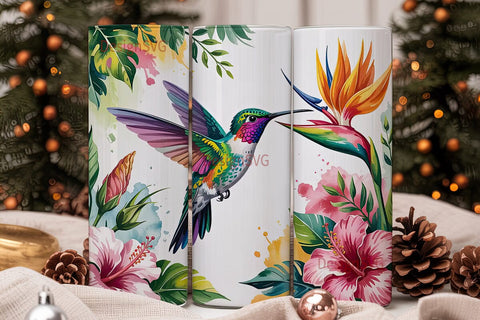 Tropical Hummingbird 20oz Tumbler Wrap Sublimation DesignSVG 