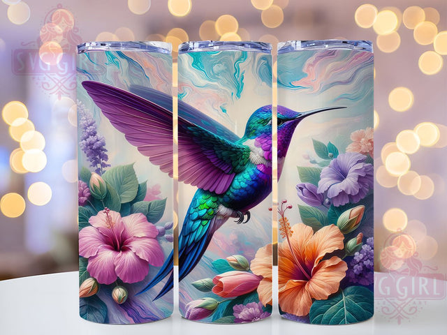 Tropical Hummingbird Hibiscus Tumbler, Tropical Bird Tumbler, Floral Hummingbird Wrap, Exotic Flower Wrap, Artistic Bird Wrap, Sublimation Design, Trendy Gift Idea Sublimation SvggirlplusArt 