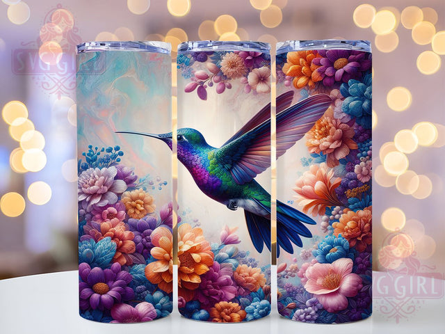 Tropical Hummingbird Hibiscus Tumbler, Tropical Bird Tumbler, Floral Hummingbird Wrap, Exotic Flower Wrap, Artistic Bird Wrap, Sublimation Design, Trendy Gift Idea Sublimation SvggirlplusArt 