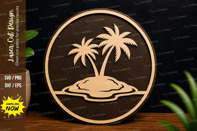 Tropical Island Scene laser cut svg File SVG Regulrcrative 