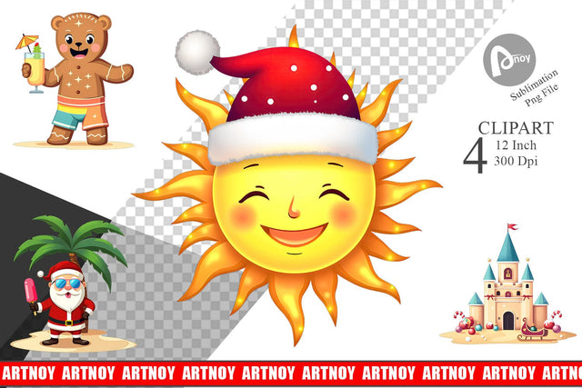 Tropical July Christmas Clipart Sublimation artnoy 