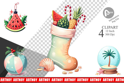 Tropical July Christmas Clipart Sublimation artnoy 