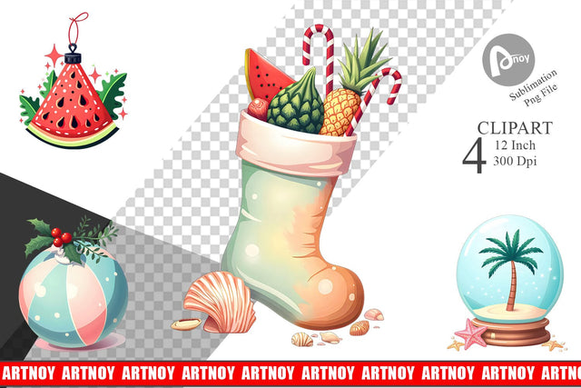 Tropical July Christmas Clipart Sublimation artnoy 