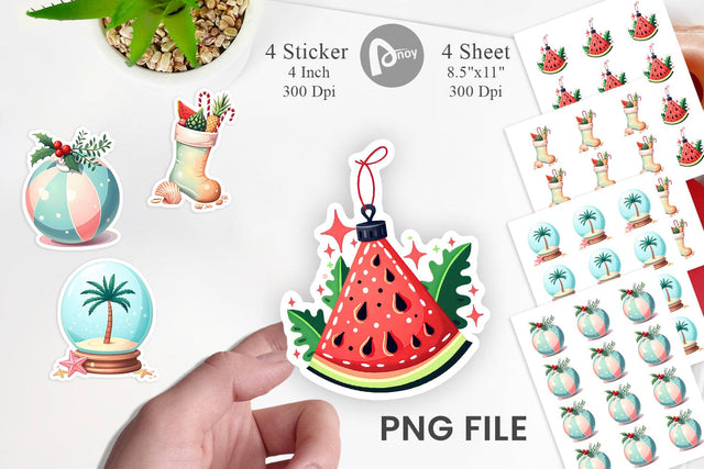Tropical July Christmas Sticker Sublimation artnoy 