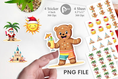Tropical July Christmas Sticker Sublimation artnoy 