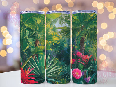 Tropical Jungle Garden Tumbler, Jungle Theme, Exotic Plants, Colorful Design, Whimsical Art, 20Oz Tumbler, Sublimation Wrap Sublimation SvggirlplusArt 