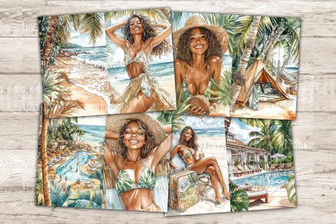 Tropical Junk Journal | Beach Collage Sheet SVG GlamArtZhanna 