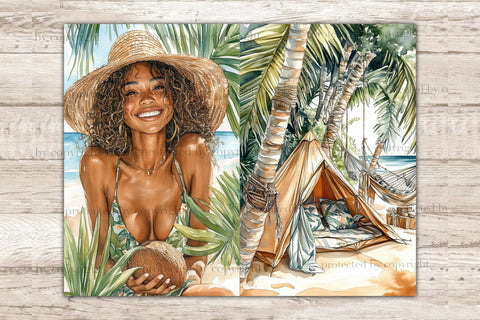 Tropical Junk Journal | Beach Collage Sheet SVG GlamArtZhanna 