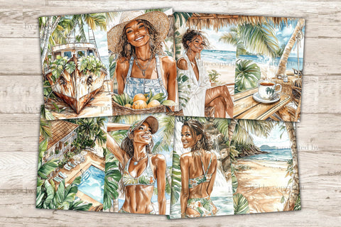 Tropical Junk Journal | Beach Collage Sheet SVG GlamArtZhanna 