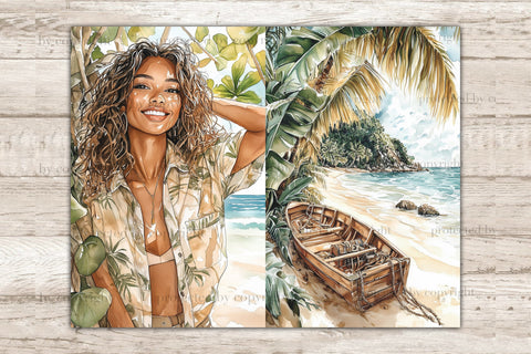 Tropical Junk Journal | Beach Collage Sheet SVG GlamArtZhanna 