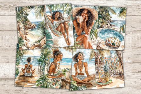 Tropical Junk Journal | Beach Collage Sheet SVG GlamArtZhanna 