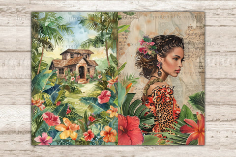 Tropical Junk Journal Page | Exotic Printable SVG GlamArtZhanna 