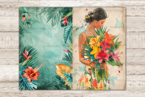 Tropical Junk Journal Page | Exotic Printable SVG GlamArtZhanna 