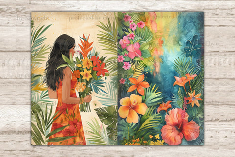 Tropical Junk Journal Page | Exotic Printable SVG GlamArtZhanna 