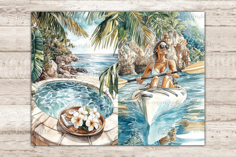 Tropical Junk Journal Pages | Beach Scrapbook Kit | Summer SVG GlamArtZhanna 