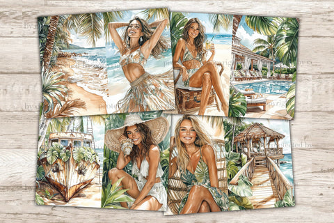 Tropical Junk Journal Pages | Beach Scrapbook Kit | Summer SVG GlamArtZhanna 