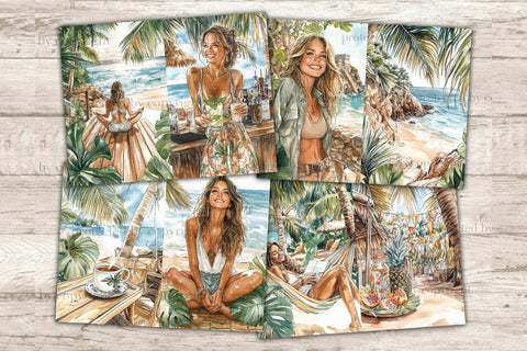 Tropical Junk Journal Pages | Beach Scrapbook Kit | Summer SVG GlamArtZhanna 