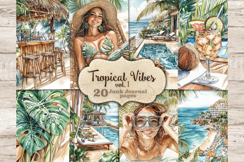 Tropical Junk Journal Pages | Beach Scrapbook Kit | Summer SVG GlamArtZhanna 