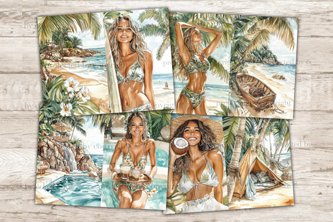 Tropical Junk Journal Pages | Beach Scrapbook Kit | Summer SVG GlamArtZhanna 