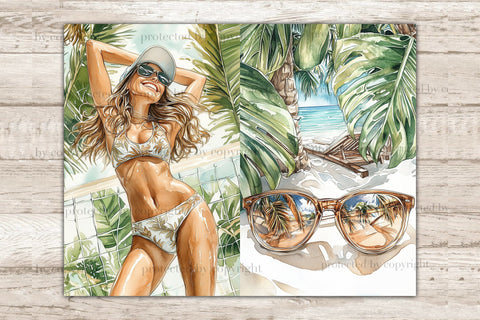 Tropical Junk Journal Pages | Beach Scrapbook Kit | Summer SVG GlamArtZhanna 