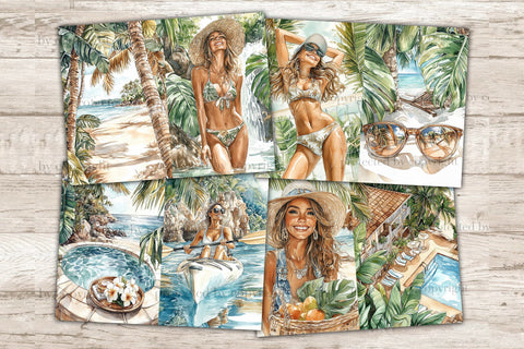 Tropical Junk Journal Pages | Beach Scrapbook Kit | Summer SVG GlamArtZhanna 