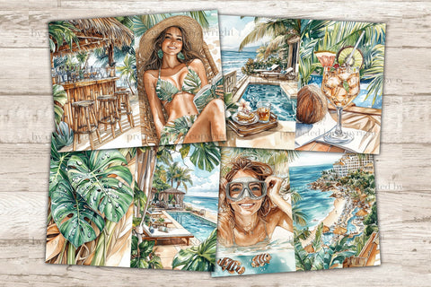 Tropical Junk Journal Pages | Beach Scrapbook Kit | Summer SVG GlamArtZhanna 