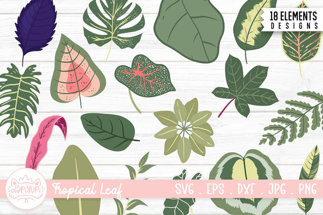 Tropical Leaf Clipart Bundle | Summer Element Clipart Bundle SVG dapiyupi store 