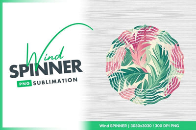 Tropical Leaf Pattern Wind Spinner Round Png Sublimation Regulrcrative 