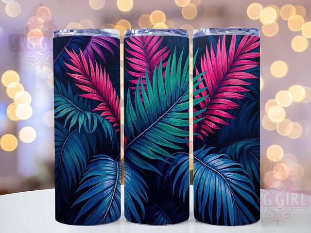 Tropical Leaves 20oz Boho Jungle Tumbler, Colorful Palm Tumbler, Jungle Vibes Tumbler Wrap, 20oz Tumbler Design, Sublimation Tumbler Wrap, Boho Tropical Tumbler, Summer Aesthetic Tumbler Sublimation SvggirlplusArt 