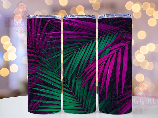 Tropical Leaves 20oz Boho Jungle Tumbler, Colorful Palm Tumbler, Jungle Vibes Tumbler Wrap, 20oz Tumbler Design, Sublimation Tumbler Wrap, Boho Tropical Tumbler, Summer Aesthetic Tumbler Sublimation SvggirlplusArt 