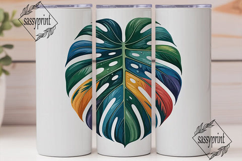 Tropical Leaves 20oz Tumbler Wrap Sublimation sassyprint 