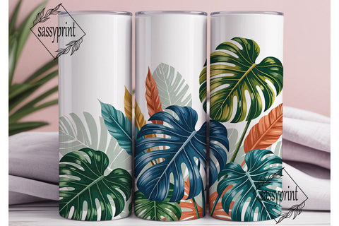 Tropical Leaves 20oz Tumbler Wrap Sublimation sassyprint 