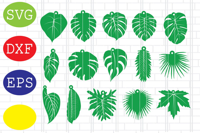 Tropical Leaves Earings Svg, Monstera Earring Svg, Tropical Leaf Earring Svg, Jpg, Eps, Dxf Files SVG DigitalSvgFiles 