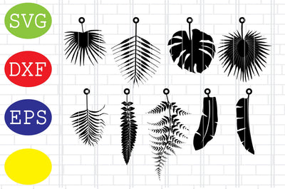 Tropical Leaves Earrings Cut File, Monstera Earring Svg, Tropical Leaf Earring Svg, Jpg, Eps, Dxf Files SVG DigitalSvgFiles 