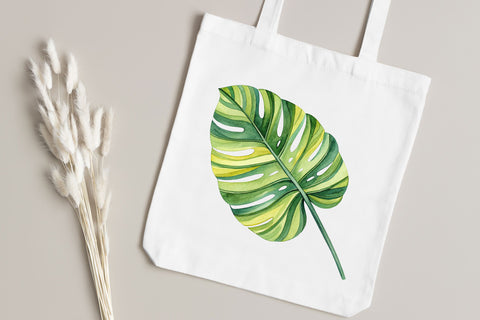 Tropical Leaves PNG, Watercolor Tropical Leaf Clipart Bundle, Greenery Clipart, Leaves Border, Foliage, Summer, Digital Download Sublimation FloridPrintables 