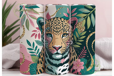 Tropical Leopard 20oz Tumbler Wrap Sublimation PixelChick 