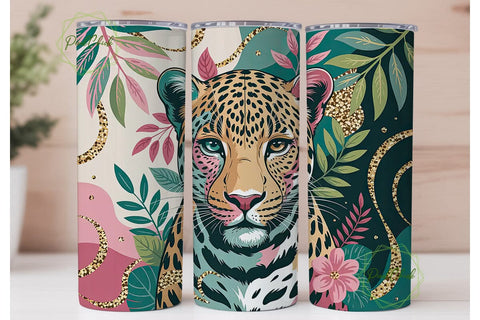 Tropical Leopard 20oz Tumbler Wrap Sublimation PixelChick 