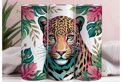 Tropical Leopard 20oz Tumbler Wrap Sublimation PixelChick 