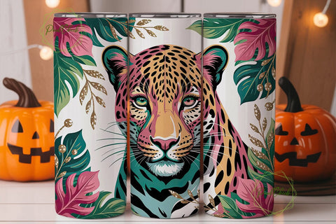Tropical Leopard 20oz Tumbler Wrap Sublimation PixelChick 