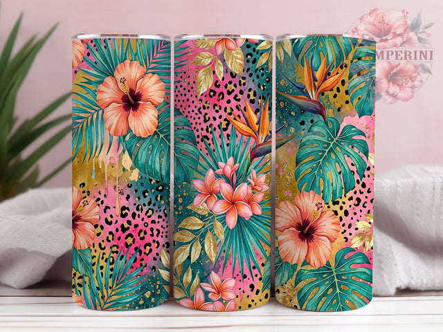 Tropical Leopard Floral 20oz Tumbler, Tropical Leopard, Leopard Floral, Floral Tumbler, 20oz Tumbler, Tropical Tumbler, Leopard Tumbler, Tumbler Wrap Sublimation Li Zamperini 