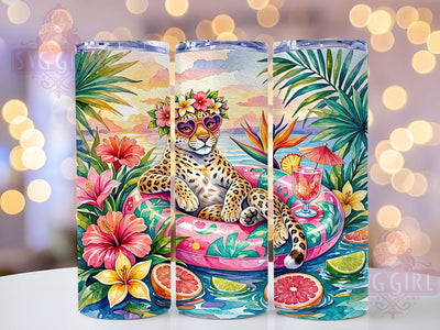 Tropical Leopard Sunset Watercolor 20oz Tumbler, Tropical Leopard, Sunset Watercolor, Animal Print, 20oz Tumbler Wrap, Sublimation Design, Summer Vibes, Digital Download Sublimation SvggirlplusArt 