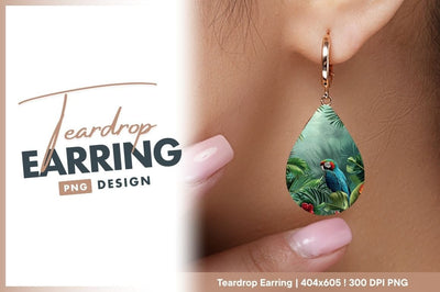 Tropical macaw with teardrop earring png design Sublimation Regulrcrative 