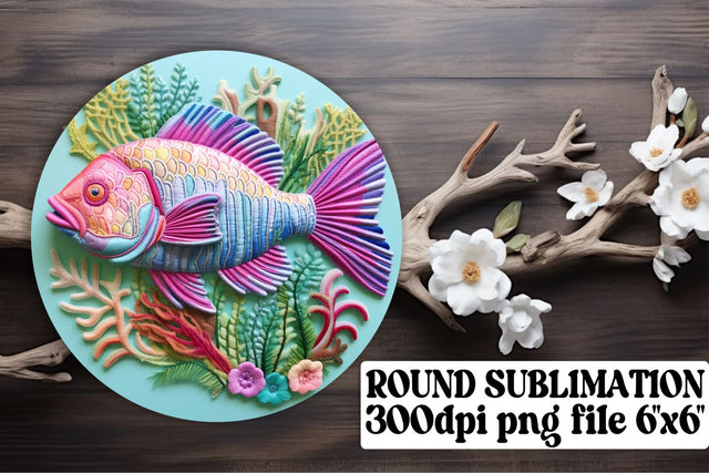 Tropical Mirage 3D Embroidered Fish Sublimation Keychain Graphic Sublimation afrosvg 