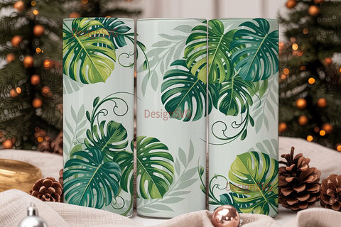 Tropical Monstera Leaves 20oz Tumbler Sublimation DesignSVG 